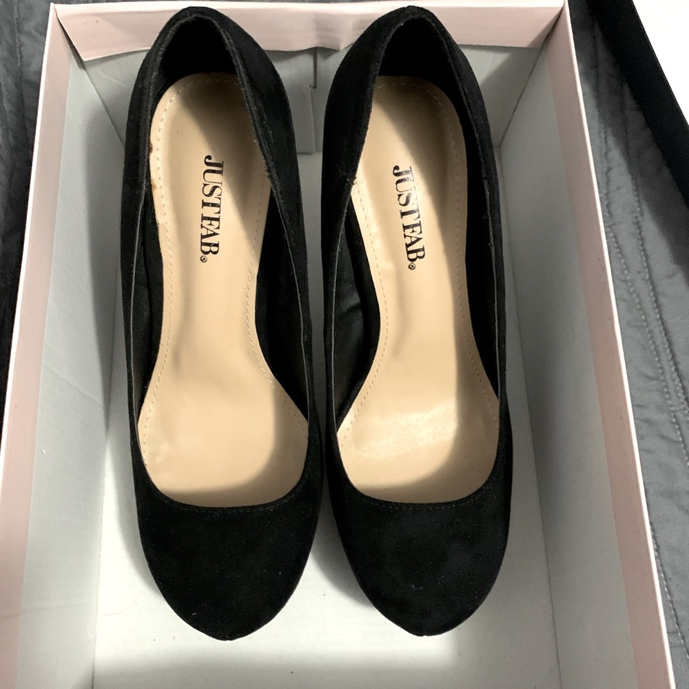 Black suede heels